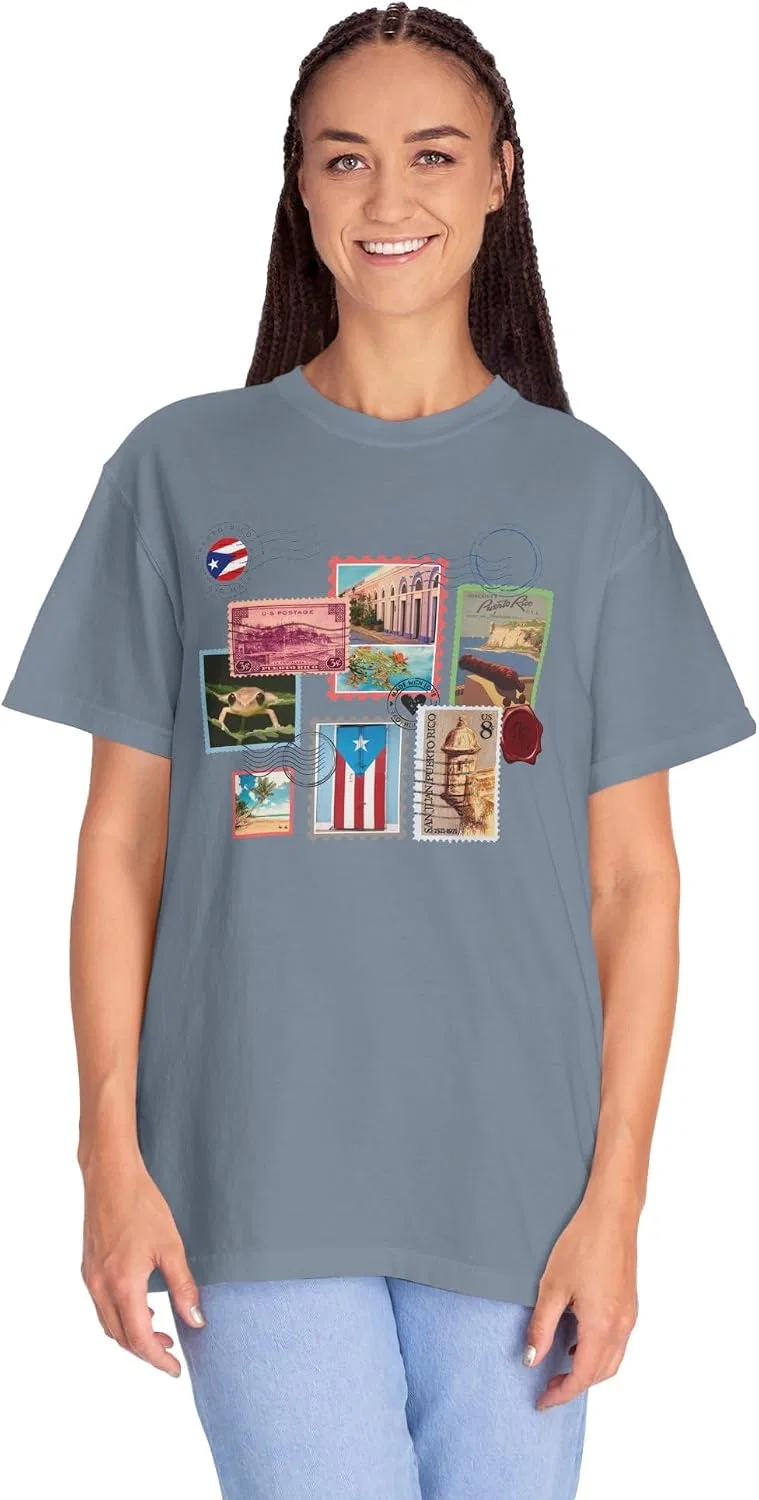 Мужская футболка с принтом Vintage Puerto Rico Stamp, Blue Jean