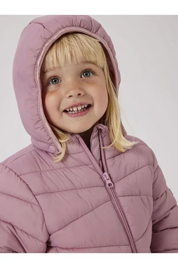 Детский пуховик для девочек с капюшоном Nmfmarble unisex children's inflatable jacket Name It, Lilac