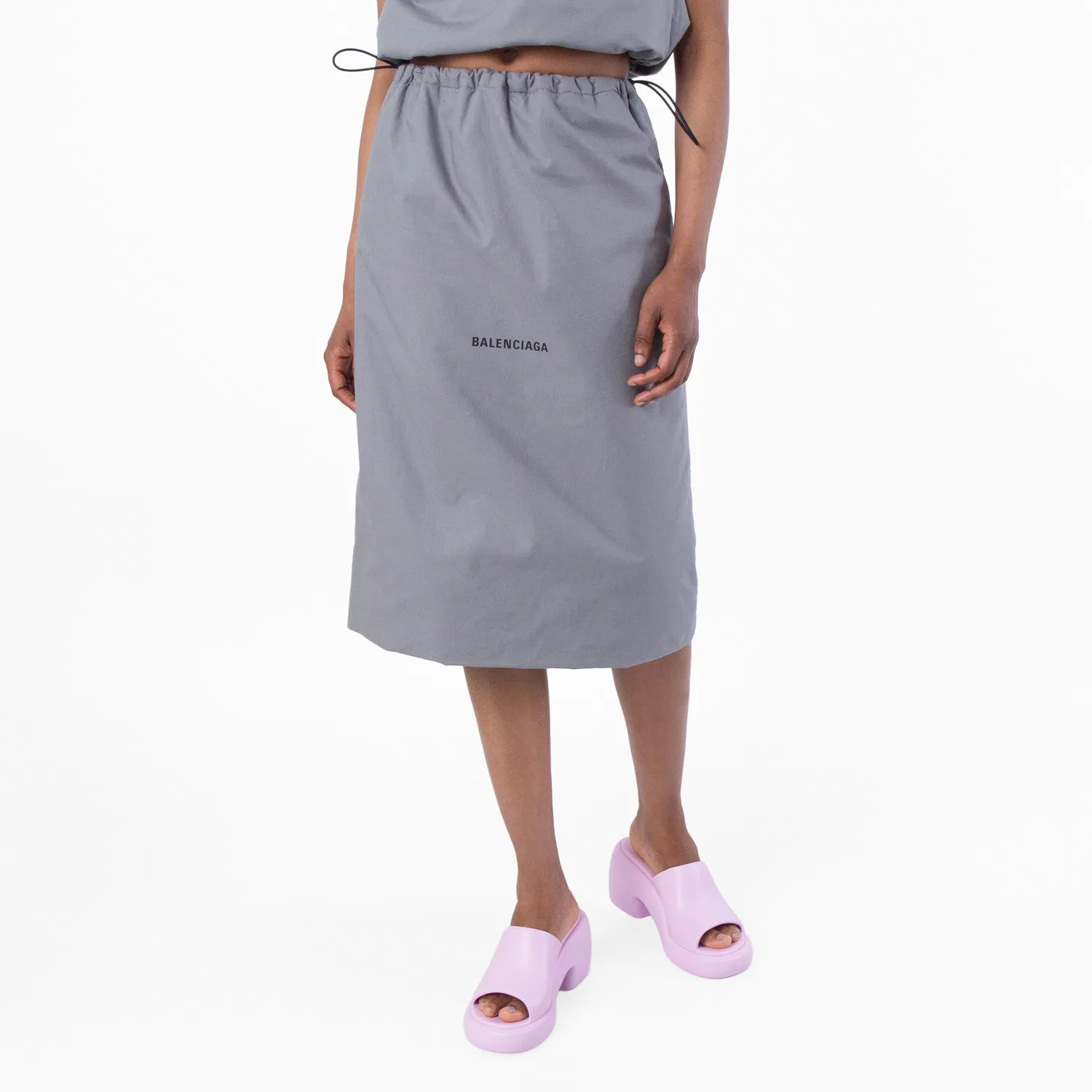 Юбка с высокой посадкой High Waist Shoe Bag Skirt Balenciaga, Grey