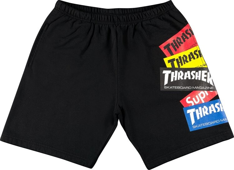 

Спортивные шорты Supreme x Thrasher Multi Logo Sweatshort 'Black', черный