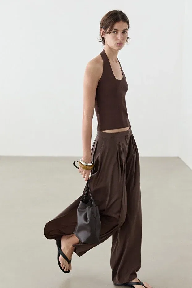 Женская блуза без рукавов Massimo Dutti, Brown — фото 3