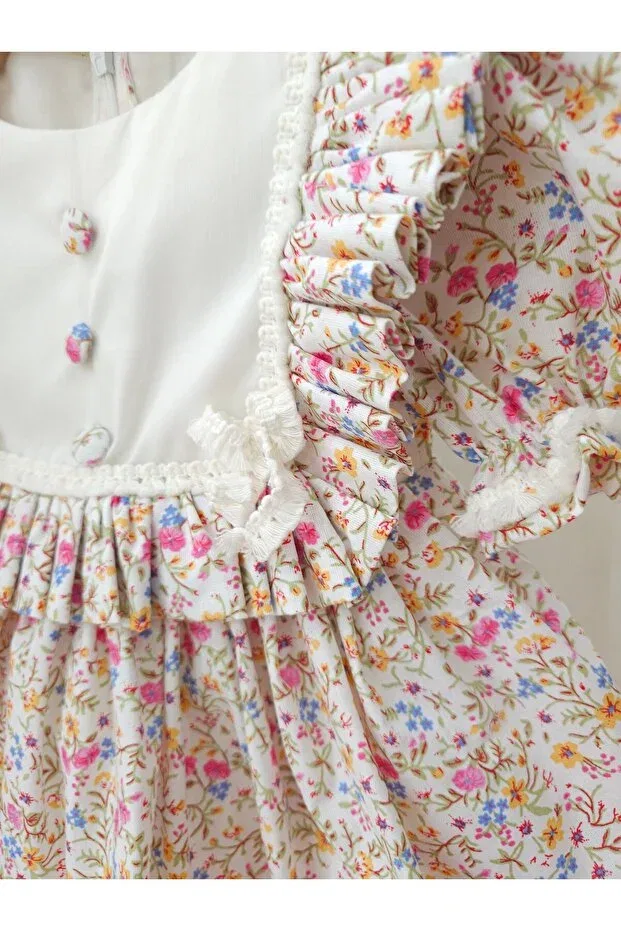 Детское платье с длинным рукавом Floral Vintage Dress Elwirababyboutiqe, Multicolor — фото 4