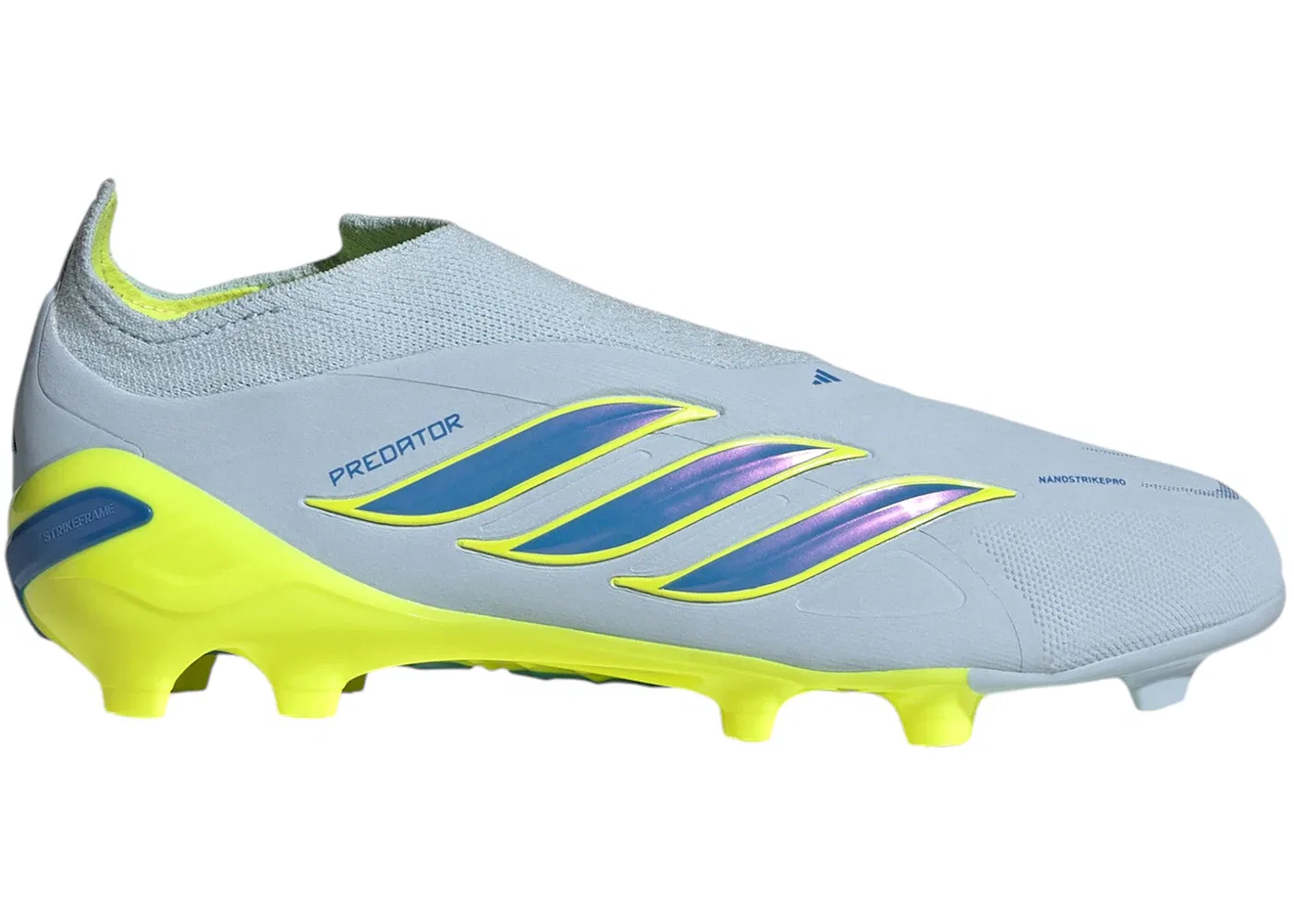 Детские бутсы для футбола без шнуровки Adidas Predator Elite Laceless FG, Crystal Sky/Ray Blue/Team Solar Yellow 2