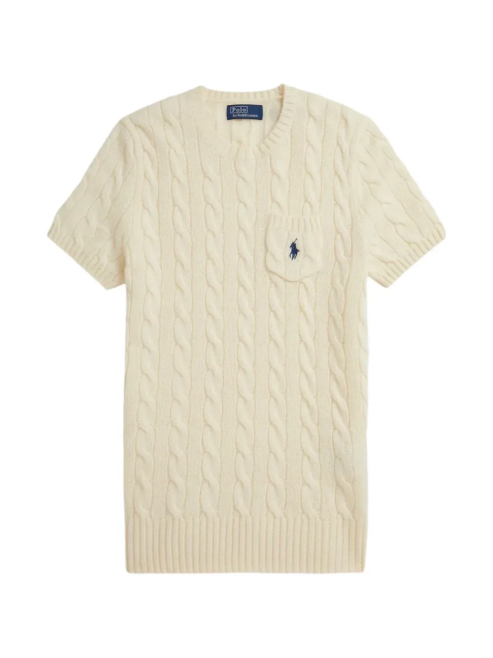 Свитер фактурной вязки с короткими рукавами Polo Ralph Lauren, бежевый