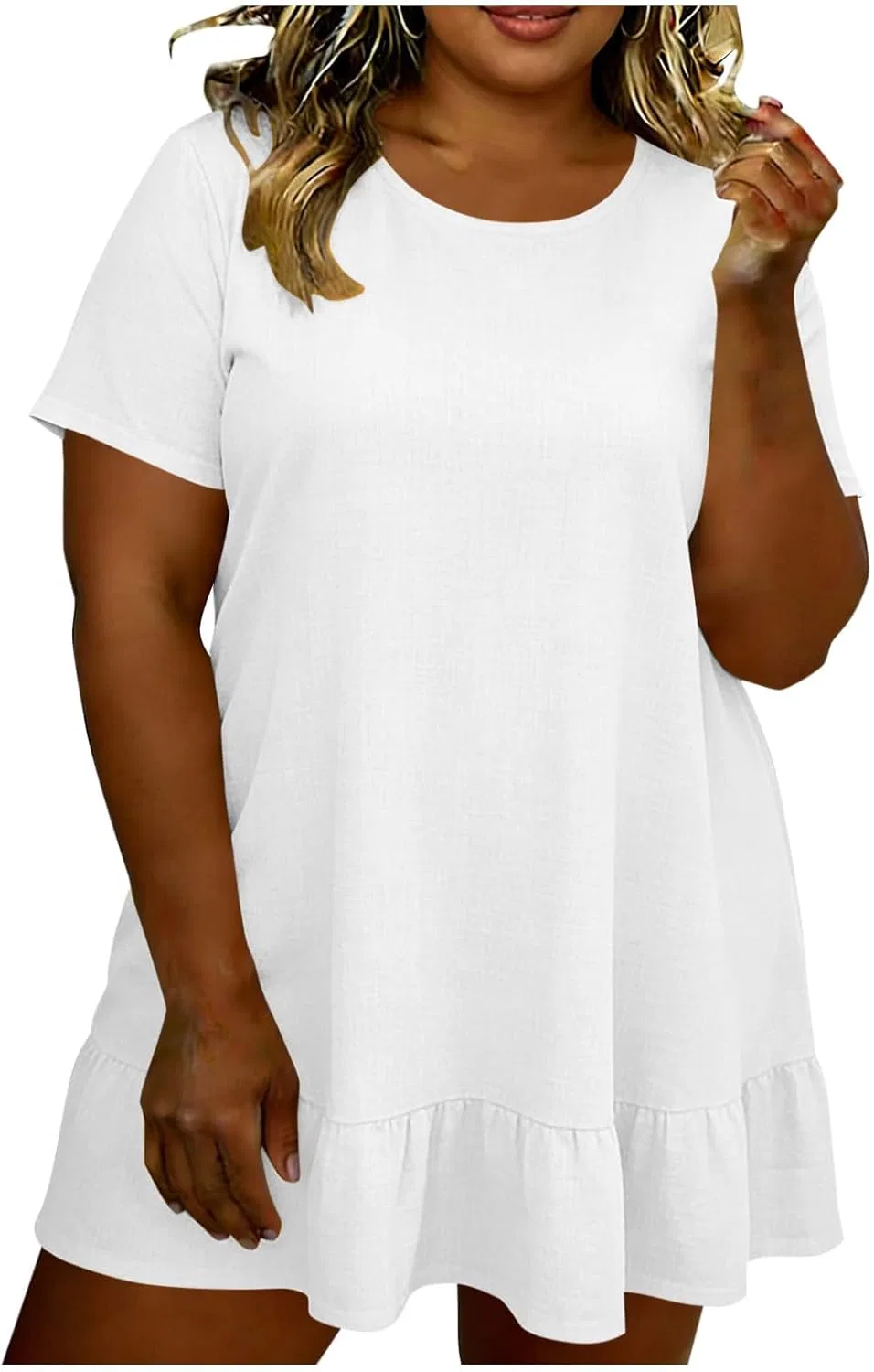 Женское мини-платье babydoll свободного кроя с карманами, White