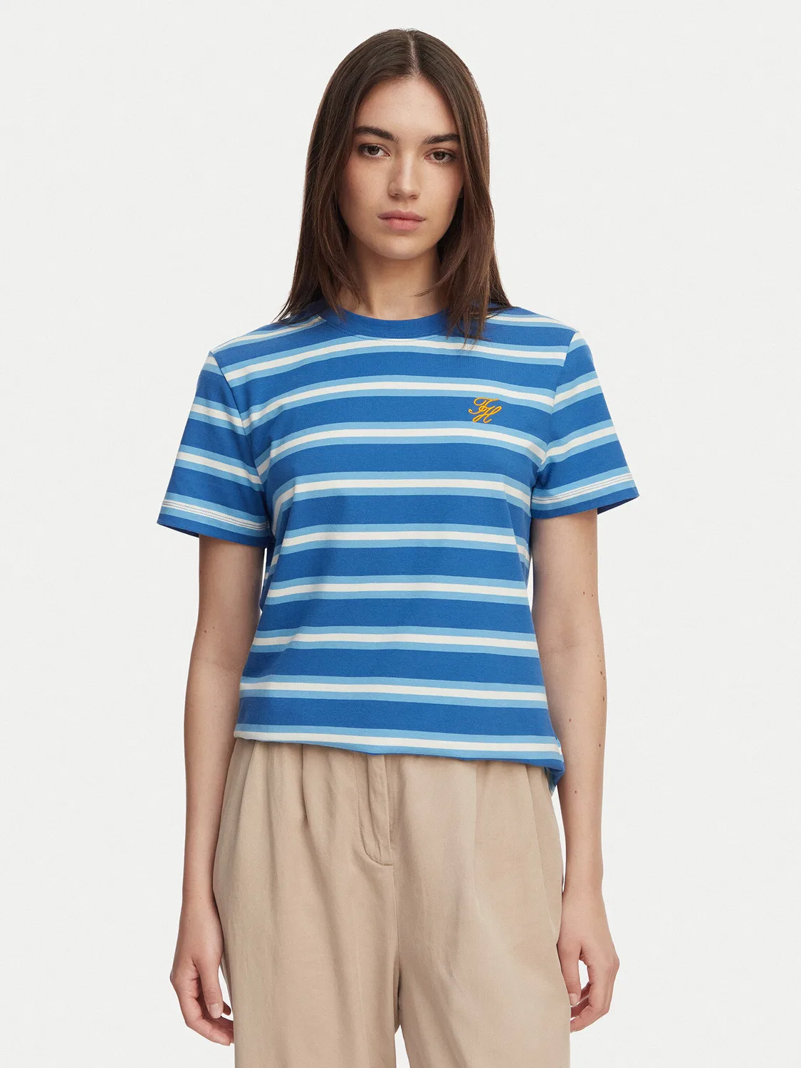 Женская футболка стандартного кроя Logo Embroidery Tommy Hilfiger, синий
