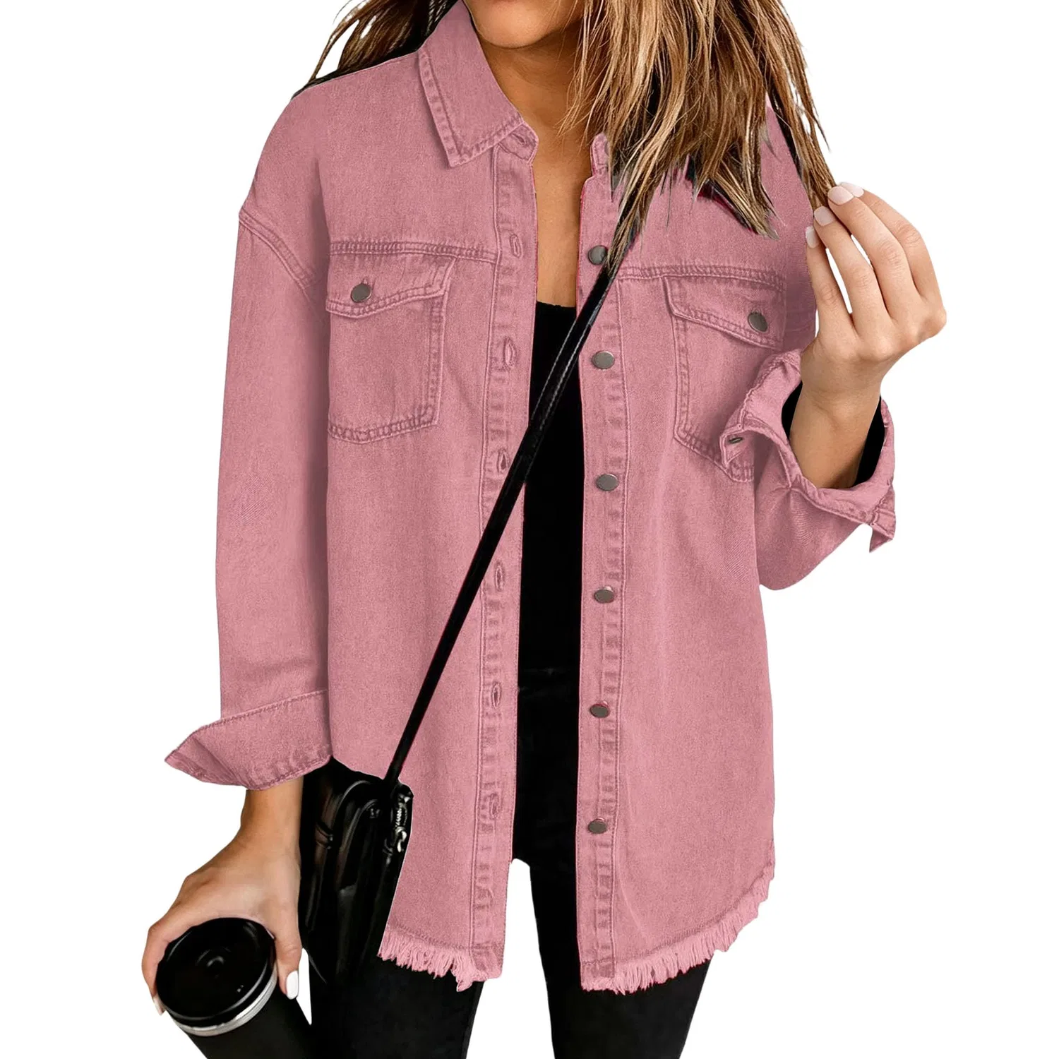 Женская джинсовая рубашка с длинным рукавом boyfriend, Rosa