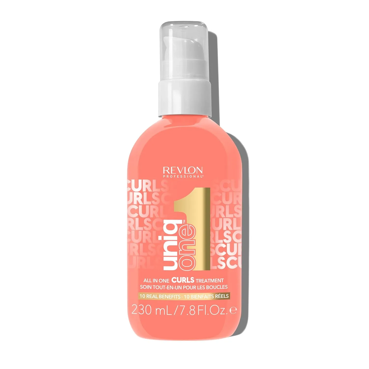 Revlon Professional UniqOne Curls Treatment, 10-в-1 несмываемое средство для кудрявых волос, 96 часов контроля над пушистостью, глубокое питание и восстановление, определение завитков, термозащита, веган, 230 мл
