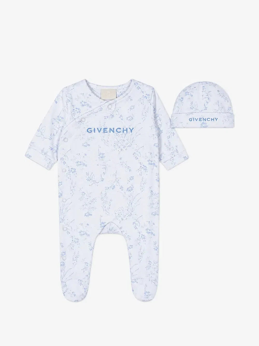 Комплект для новорожденных с цветочным и логотипным принтом Givenchy Kids, белый