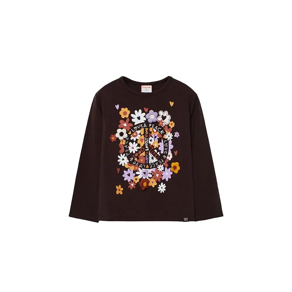 Футболка с длинным рукавом Stretch Knit Boboli, коричневый