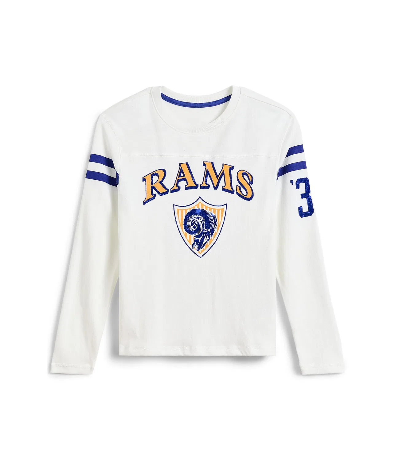 Футболка с длинными рукавами в полоску с символикой команды NFL Los Angeles Rams (для маленьких и больших детей) Junk Food Clothing Kids, Vintage White