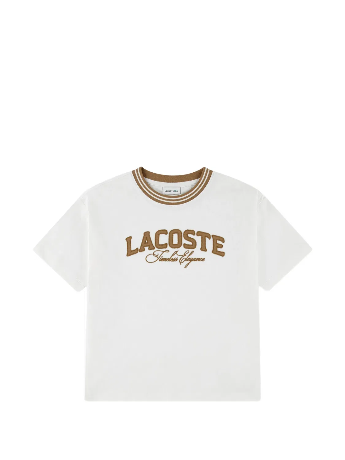 Футболка с вышитым логотипом и полосатой отделкой Lacoste, белый