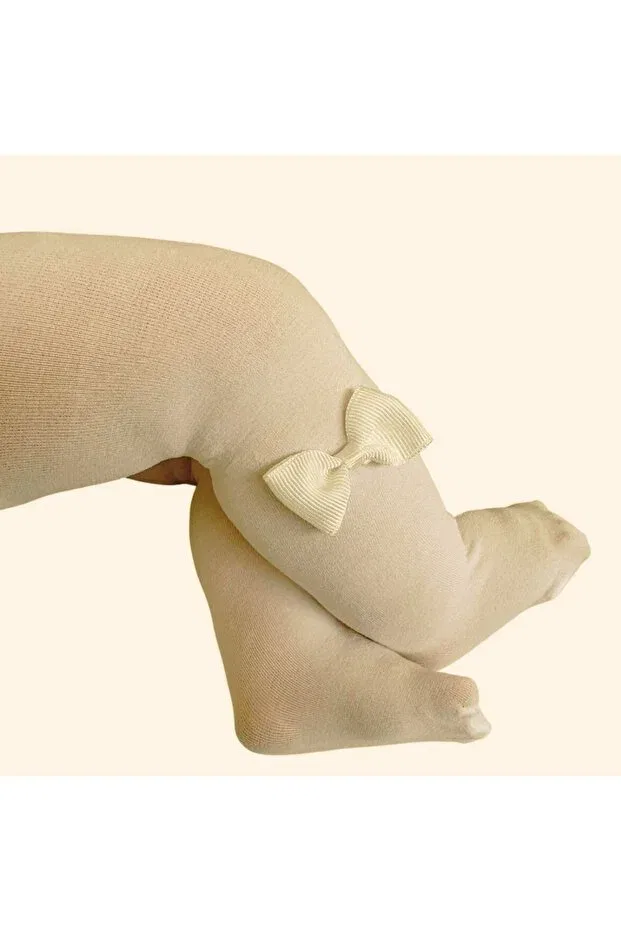 Детские колготки для девочек с оборками Mycro Bow Pantyhose Daymod, Bone