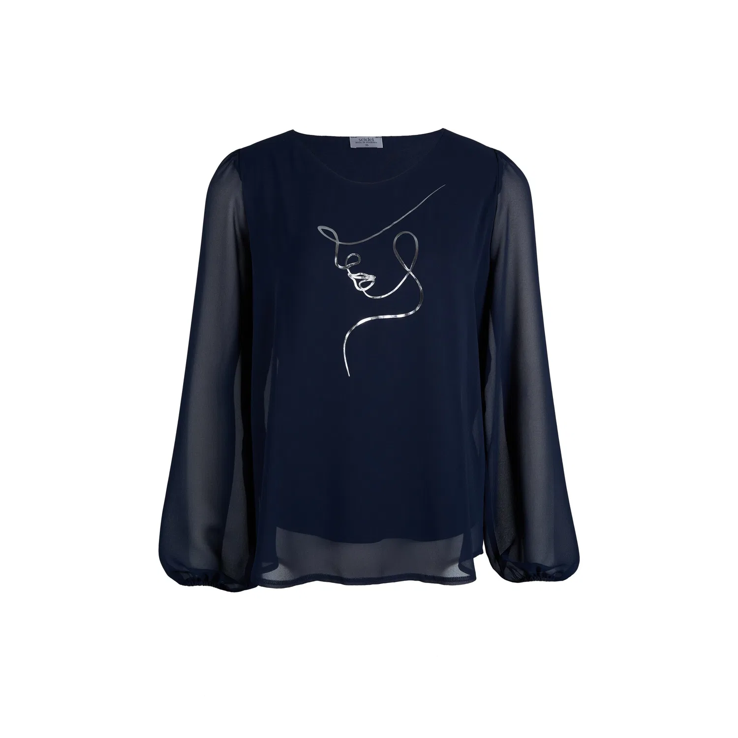 Женская блузка с длинным рукавом в лagenlook Seidel Moden, Night Blue — фото 3