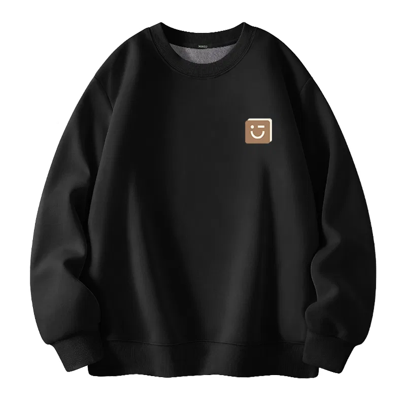 Свитшот детский с принтом Warm Brown Smile Chest Logo MINISO, Black