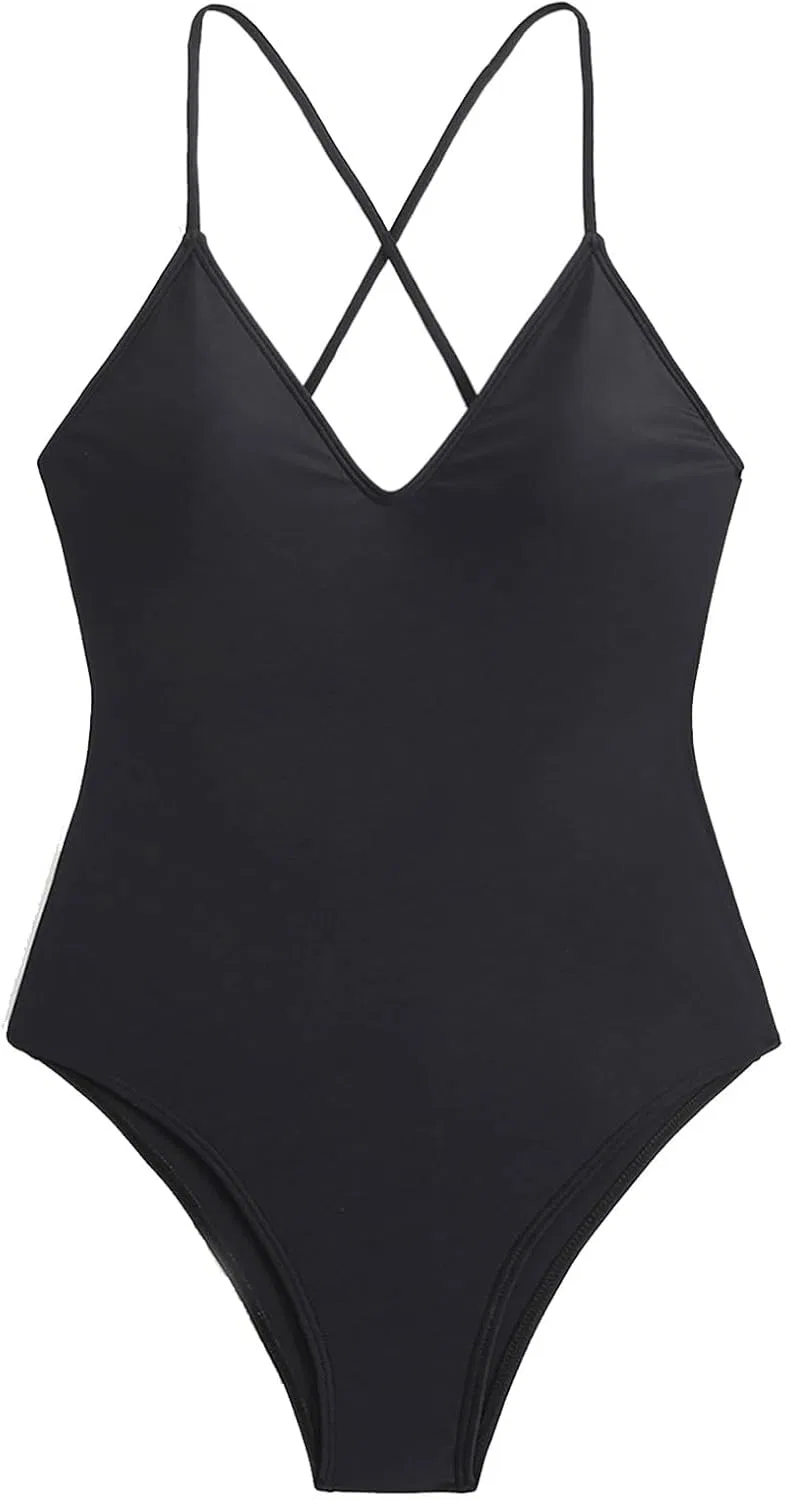 Женский цельный купальник с эффектом утяжки Crissover, Black