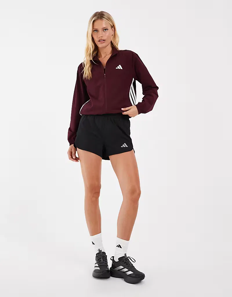 Куртка разминочная тканая Train essentials 3-stripes Adidas Performance, бордовый/белый — фото 2