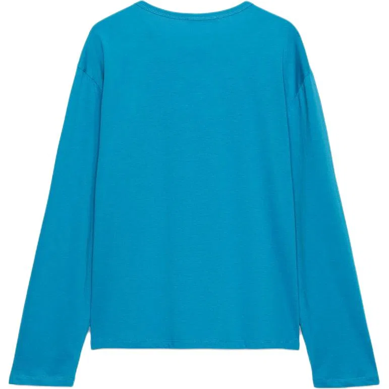 Женская футболка с воротником-стойкой Henry Collar ZARA, Medium Blue Green — фото 3