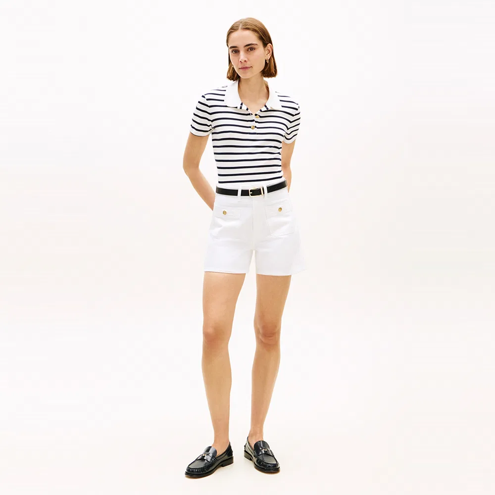 Женская поло-рубашка с золотыми пуговицами, цвета айвори, от Tommy Hilfiger Women — фото 2