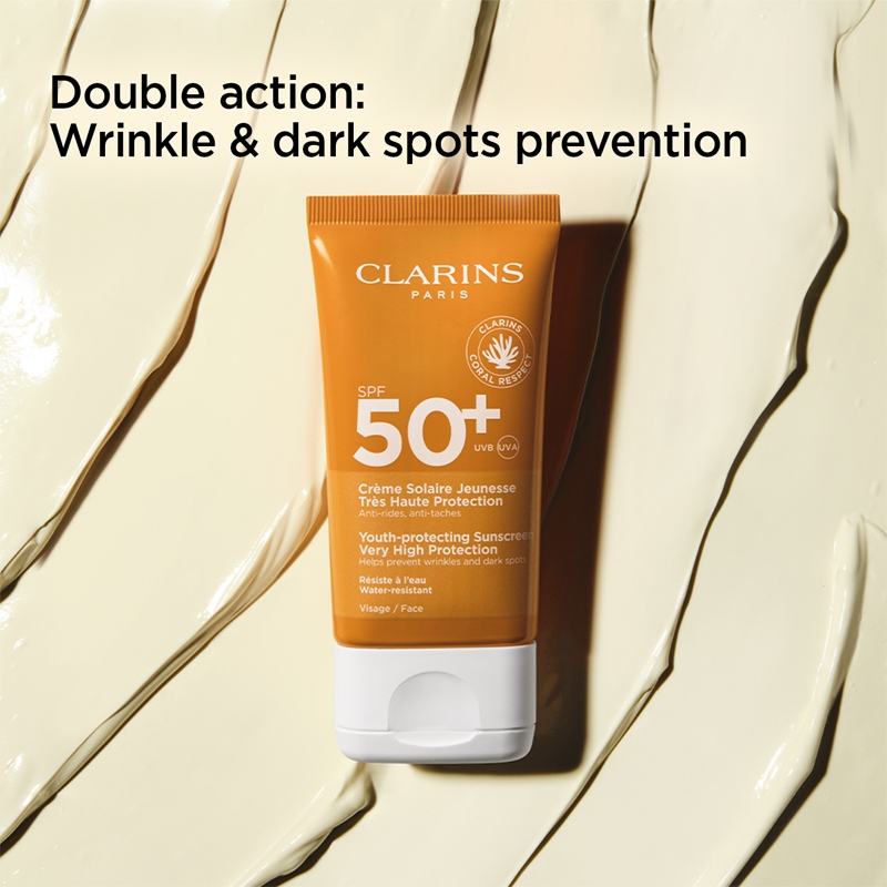Солнцезащитный крем для лица с защитой от солнца и омоложением SPF 50+ Clarins, 50 мл — фото 2