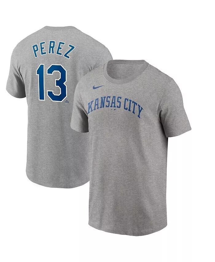 

Мужская серая футболка Salvador Perez Kansas City Royals 2022 с именем и номером Nike