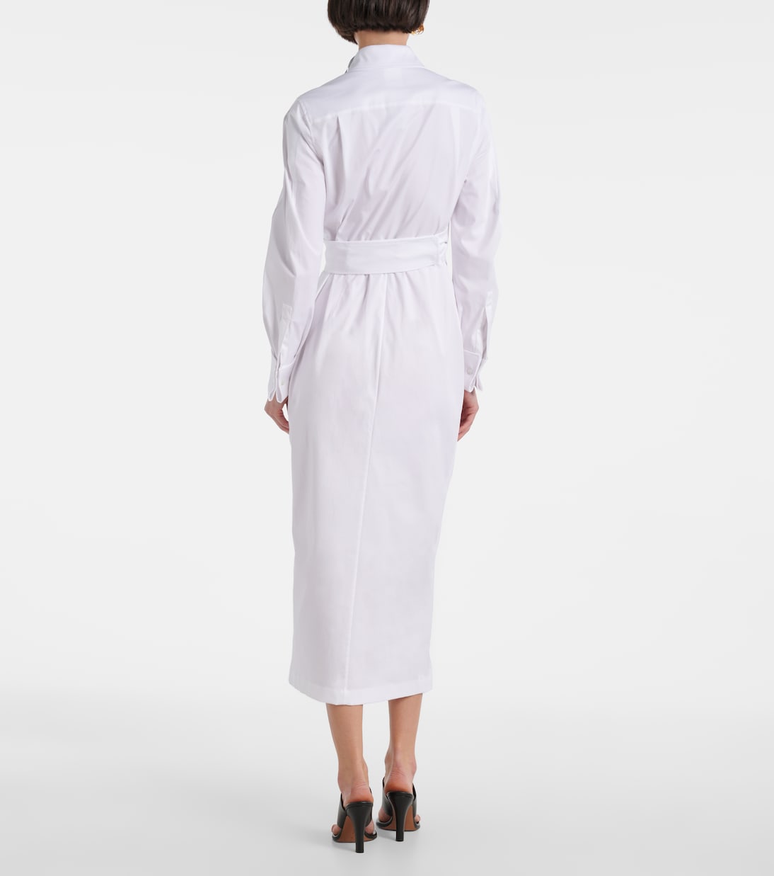 Платье-халат из хлопчатобумажной саржи Max Mara, Bianco Ottico — фото 3