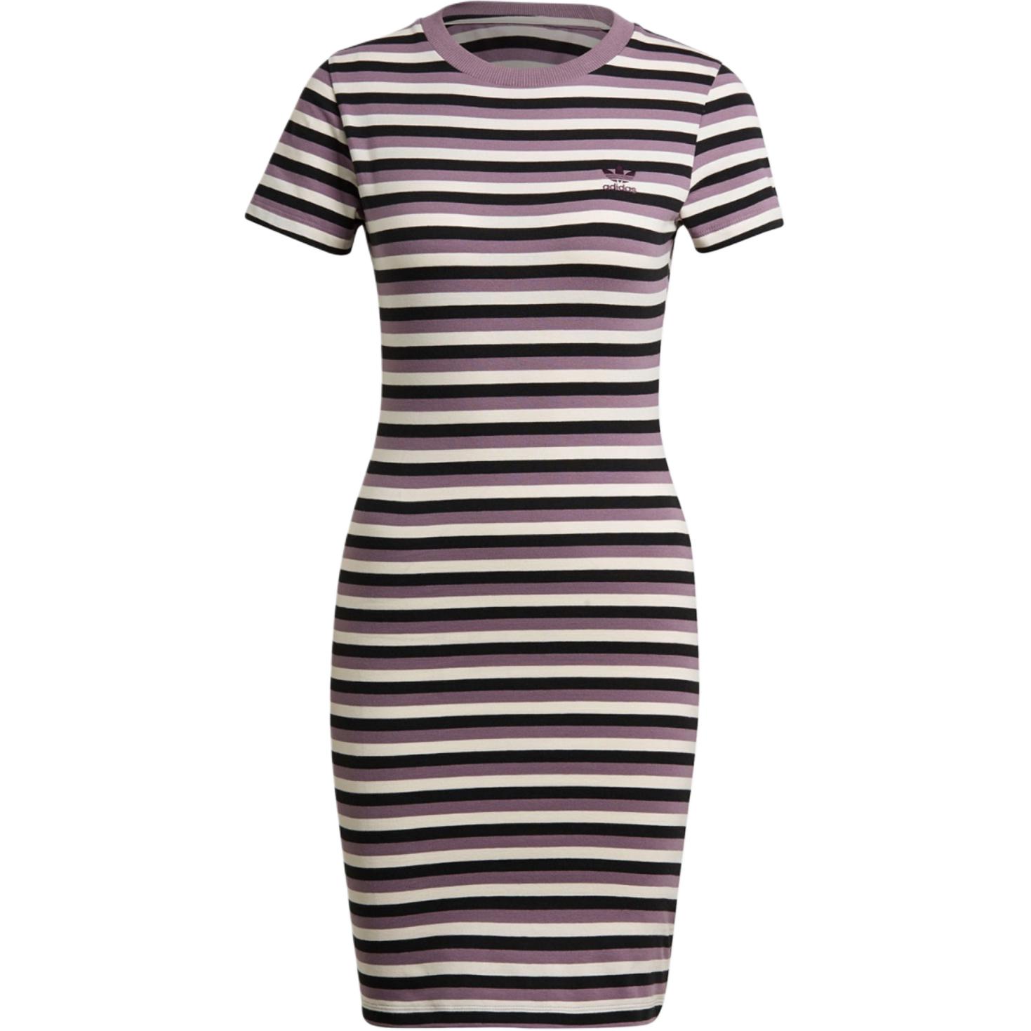 

Женское короткое платье с короткими рукавами фиолетово-розового цвета Adidas Originals