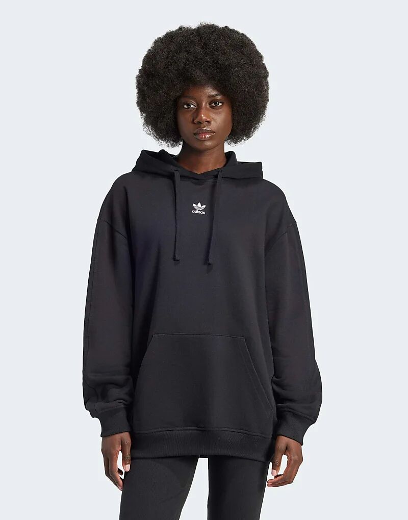 

Свободная толстовка с капюшоном из французского трикотажа Essentials черного цвета adidas Originals