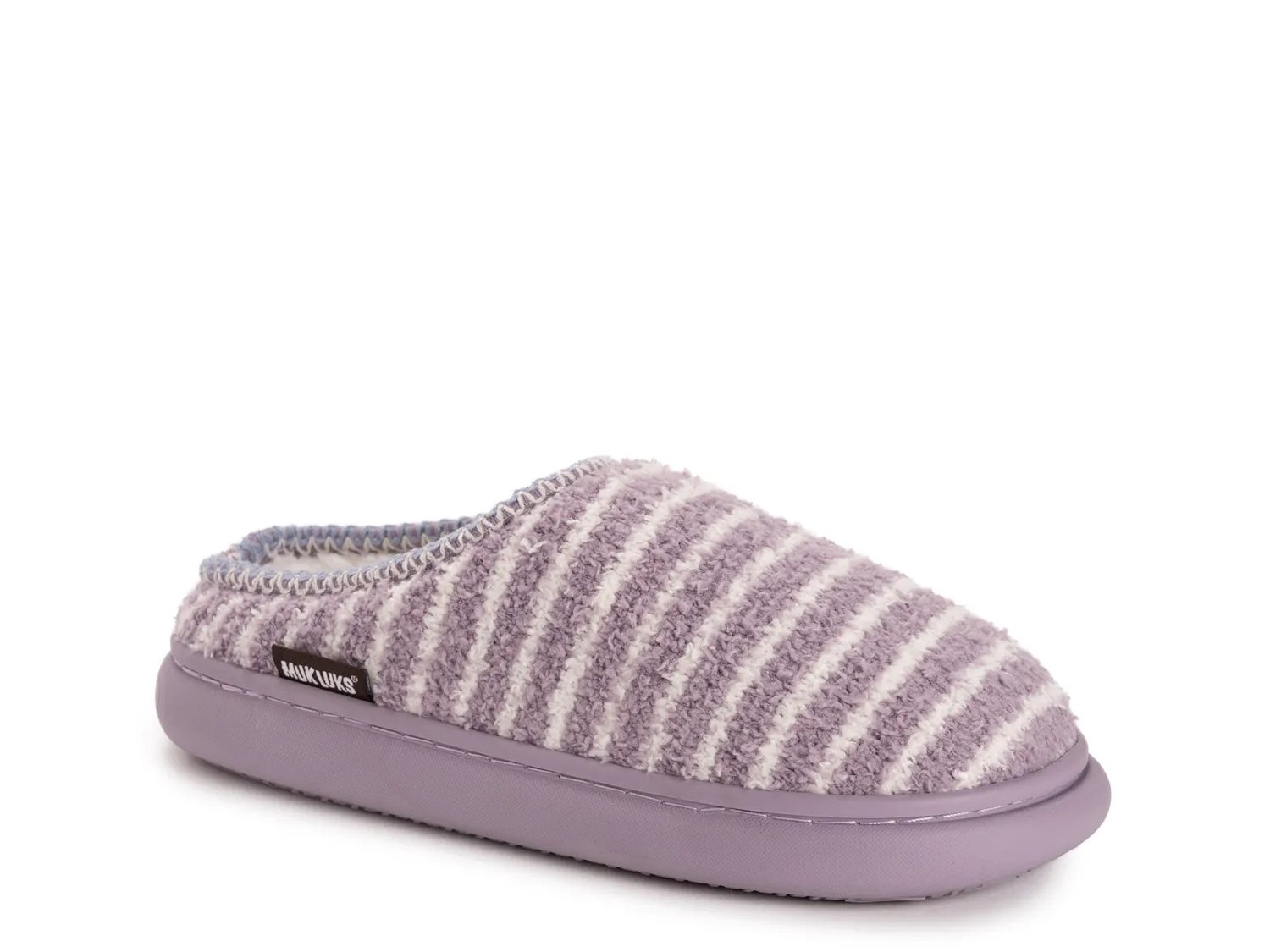 Тапочки MUK LUKS Janna Cozy Crew Clog, Purple Stripe Print