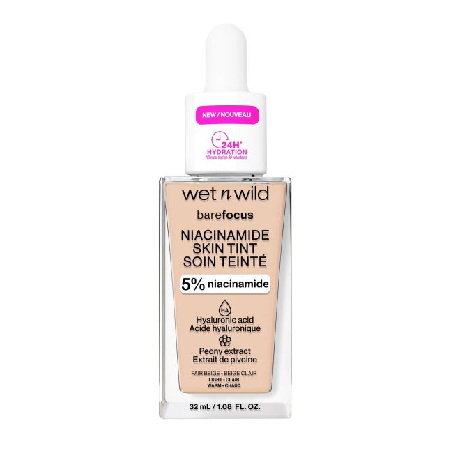 

Тональная основа Bare Focus с ниацинамидом Wet n wild, цвет fair beige, 32 мл