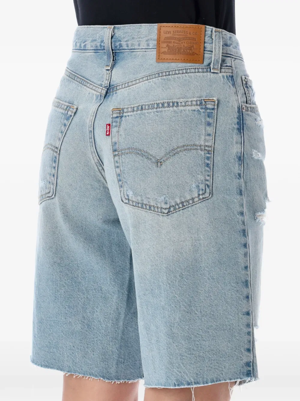 Широкие джинсовые шорты в стиле «папа» с потертостями Levi'S, синий — фото 3