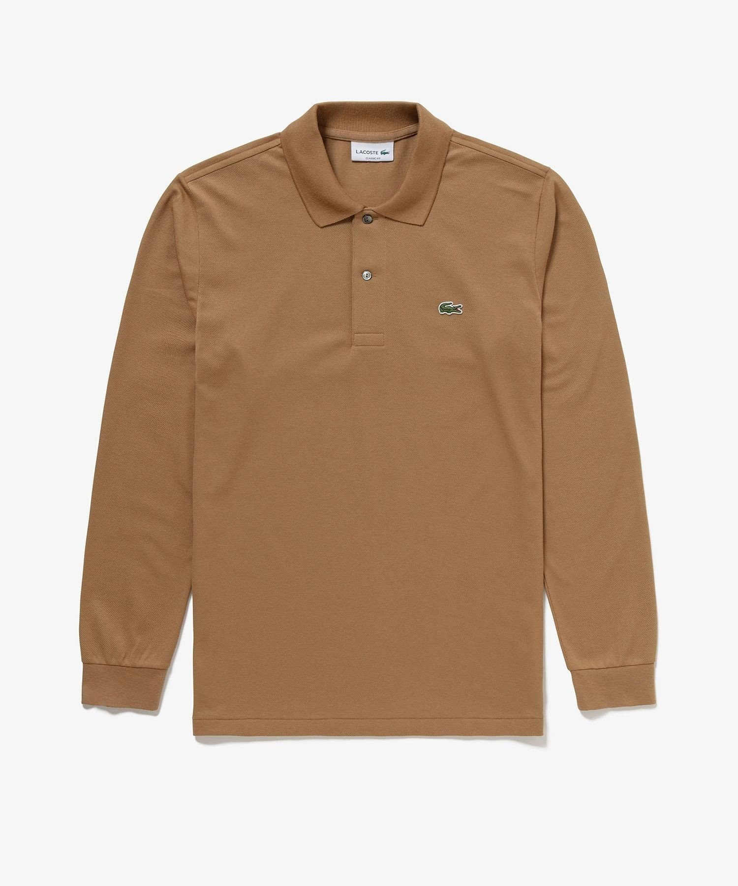 Рубашка-поло с длинным рукавом оригинального кроя LACOSTE, Camel