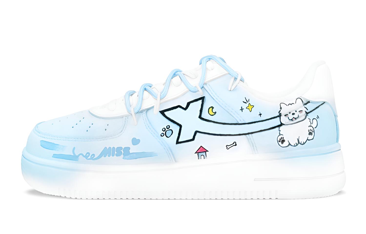 

XTEP Скользоустойчивые износостойкие низкие скейтерские кроссовки Air Force One унисекс сине-белые, цвет Blue White