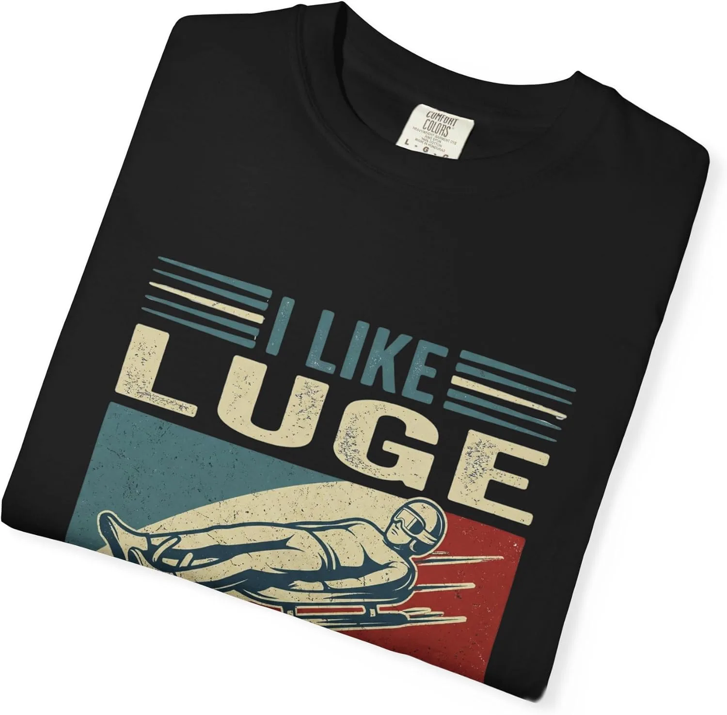 Футболка с принтом Luge Racing для фанатов зимних видов спорта и команды саночников GENERIC, черный — фото 4