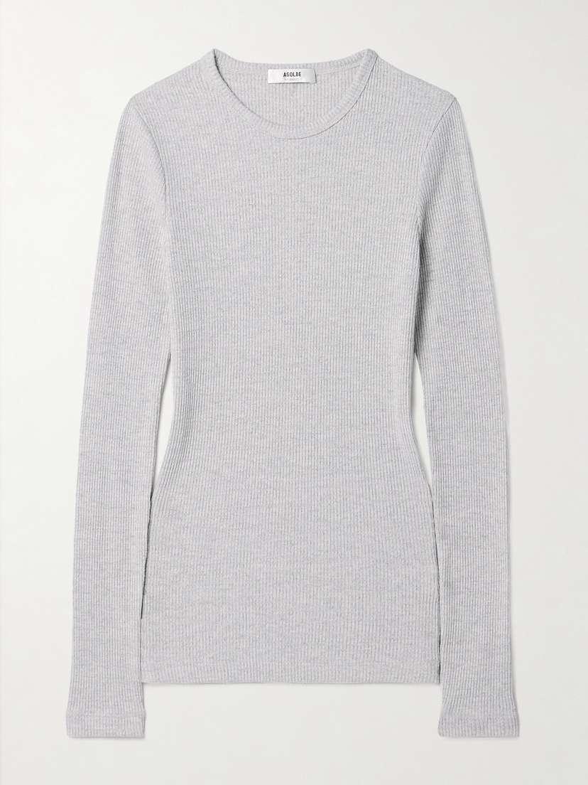 

Топ из ребристого джерси Delphi Agolde, серый