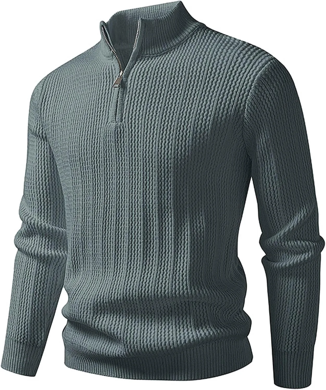 

Мужской свитер с четвертью молнии и воротником стойкой, Casual Slim Fit, вязаный твил