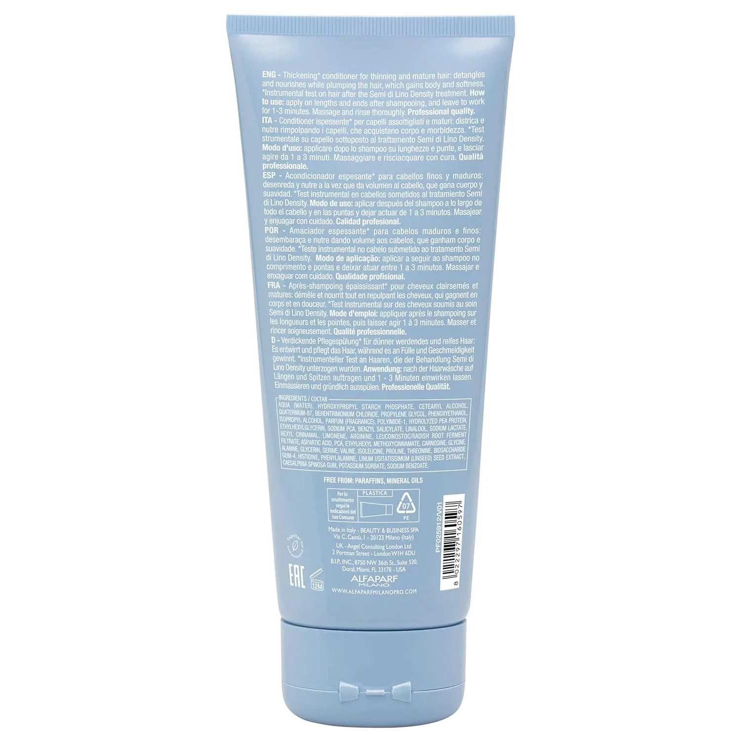 ALFAPARF MILANO Semi di Lino Density Thickening Conditioner - пептиды и амино кислоты для тонких и редких волос, разглаживает, смягчает, придает объем и густоту 191.65 г (1 шт.) — фото 2