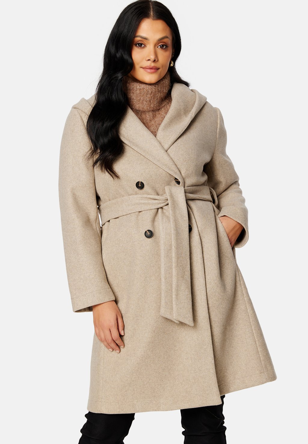 

Пальто-тренч HOODED MIDI COAT Bubbleroom, коричневый