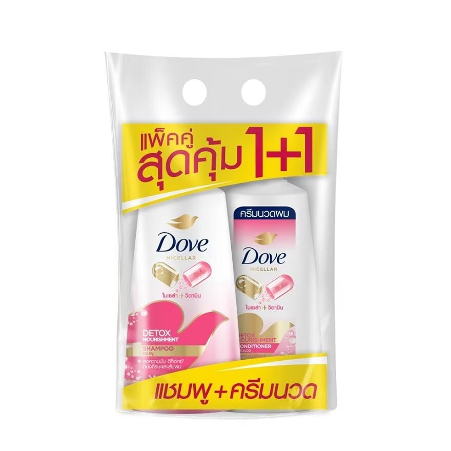 

Dove Детокс Питательный Шампунь 380мл.+Кондиционер 380мл. ดีท็อกซ์ผม, Pink