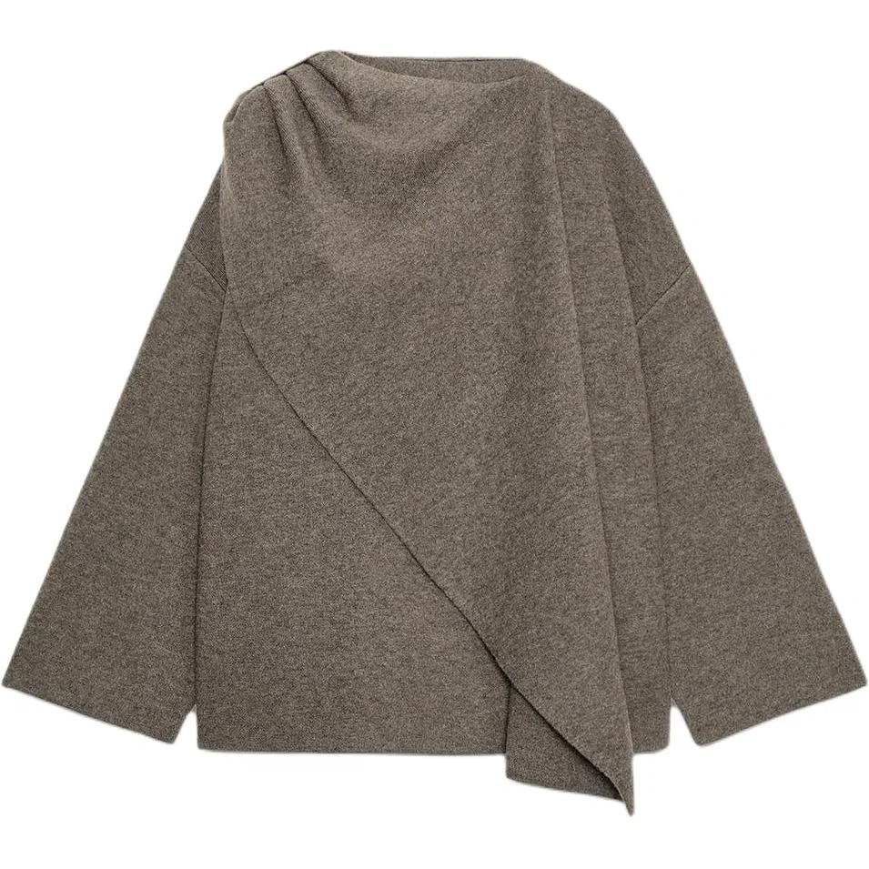 Женское пальто с поясом Brown/Dark Taupe ZARA