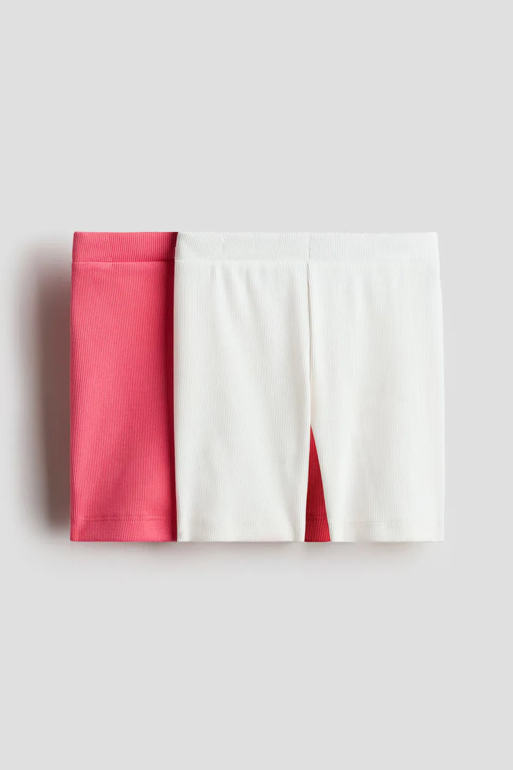 Комплект из 2 ребристых велосипедных шорт H&M, Schockrosa/Weiß