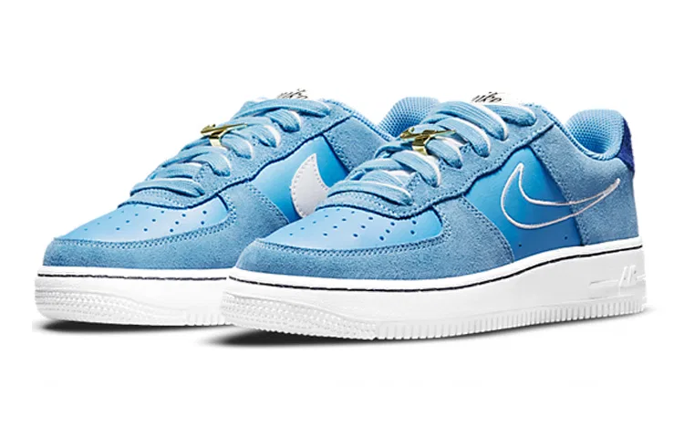 Детские кроссовки с замшевыми деталями Air Force 1 Low LV8 S50 University Blue GS Nike, University Blue — фото 4