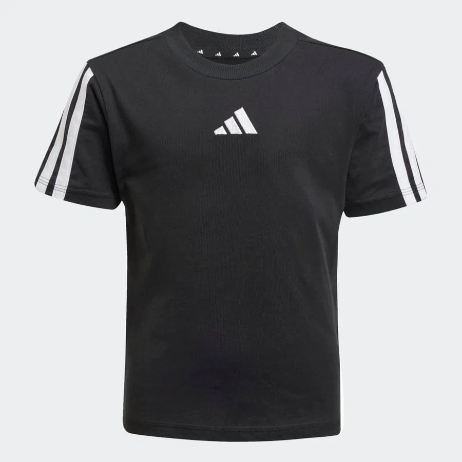 Детская спортивная футболка с коротким рукавом adidas JE0317 Lk 3s Tee 160, Черный — фото 2