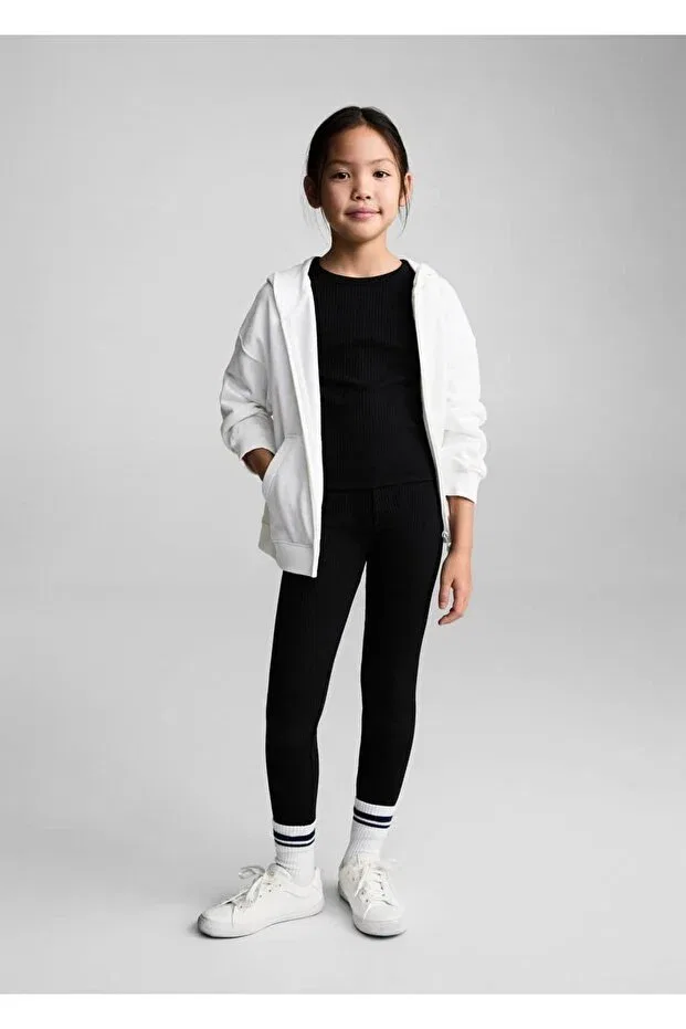 Детские леггинсы для девочек хлопковые Mango Kids, Black — фото 2