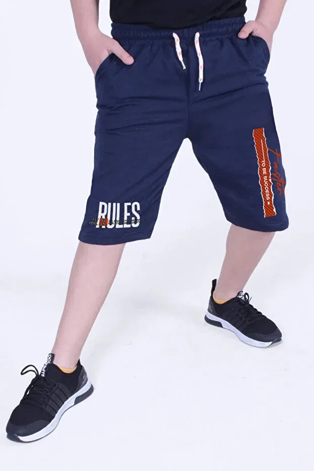 Детские шорты для мальчиков с принтом Rules Ya Ko Kids, Navy Blue — фото 4