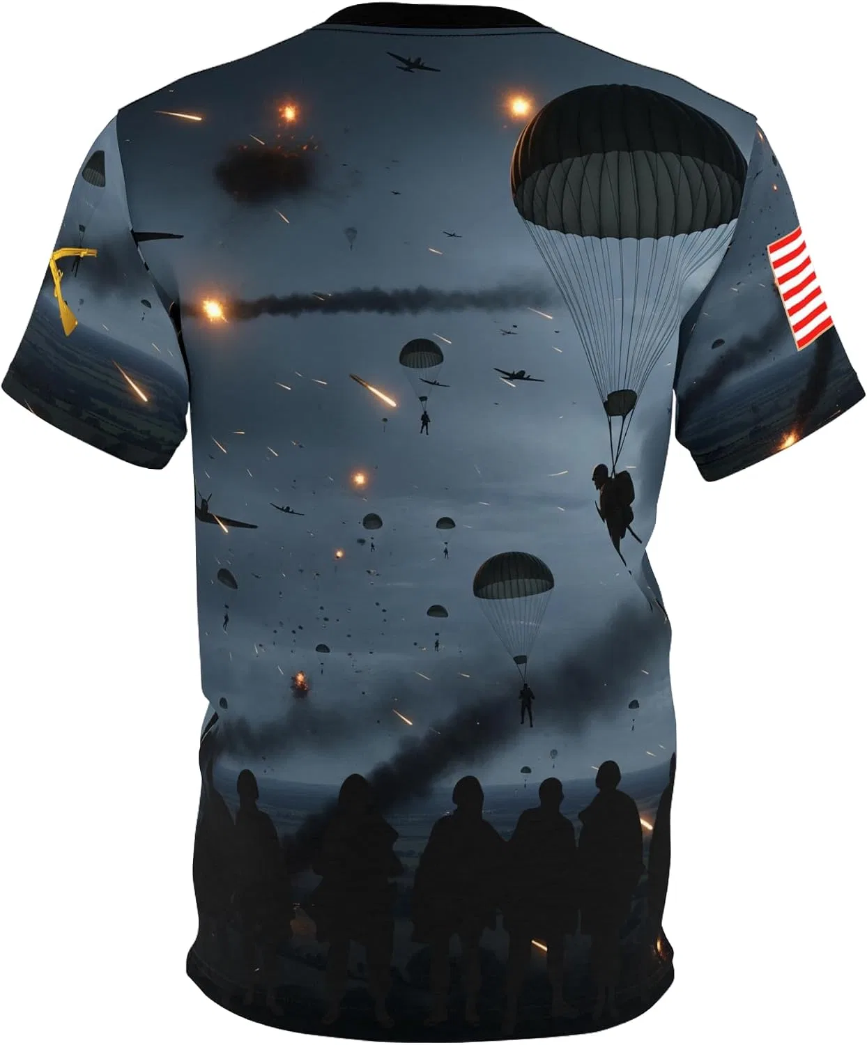 Футболка с принтом D-Day Combat Jump Generic, Black Stitching — фото 2