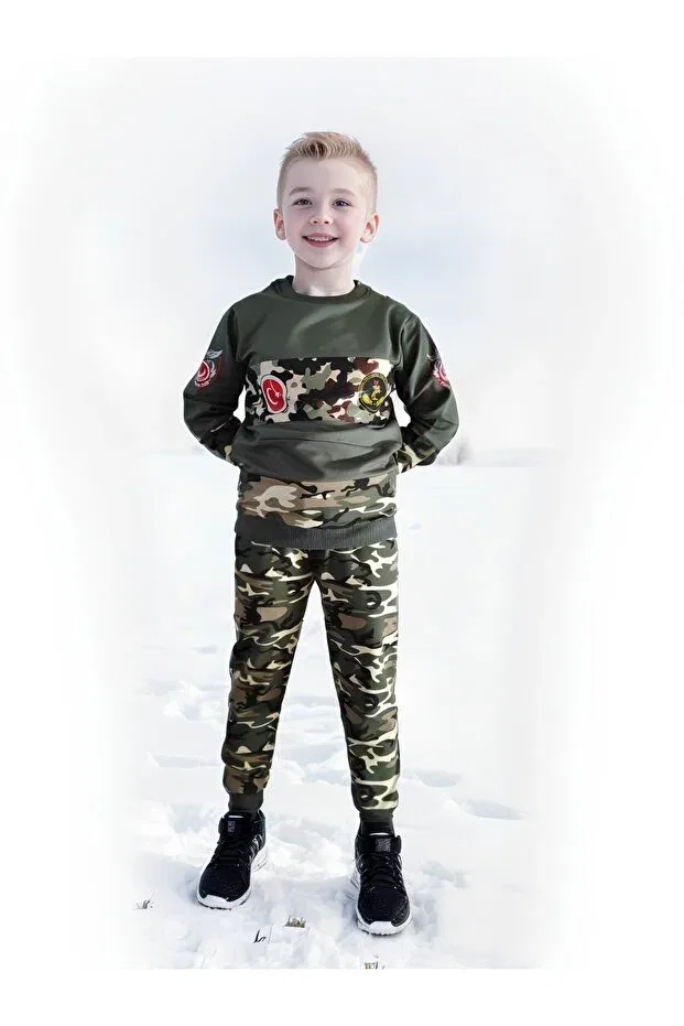 Детский комплект для мальчиков с камуфляжным принтом Tinitins, Khaki