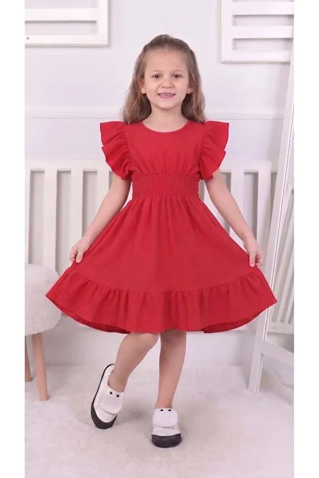 Детское платье для девочек с коротким рукавом Newkids, Red — фото 2