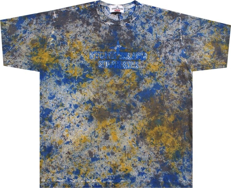 Футболка Supreme x Stone Island Embroidered Logo Short-Sleeve Top 'Dark Blue', синий — фото 2