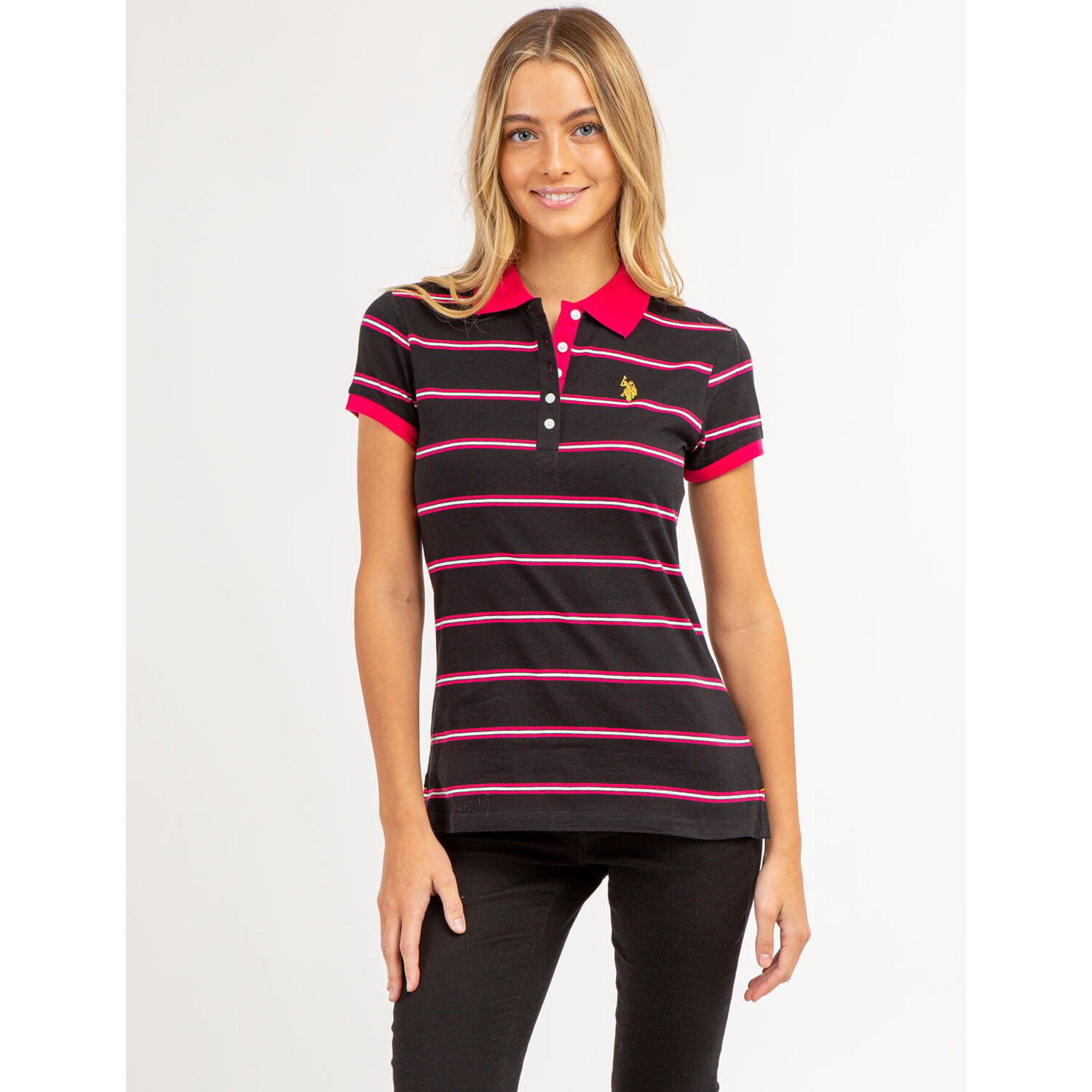 

Футболка-поло U.S. Polo Assn. Horizontal Multi Striped, черный